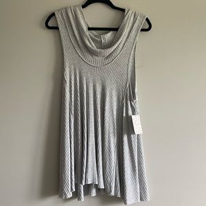 Grey Free People Waffle Knit Tunic Tank Top